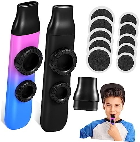 VICASKY 2 Satz Kazoo Musikinstrumente mit Tragbarem Abs Gehäuse und Silikon Doppelmembran Inklusive Ersatzmembranen und Lanyard für Musikbegleitung