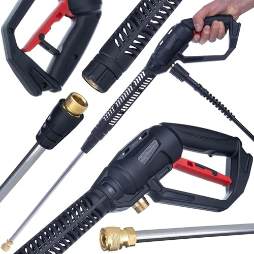 Rosfix Pro Clean Gun PCG1 – Högkvalitativ högtryckstvättpistol | M22 x 1,5 gänga, 14 mm penna, 1/4 tum snabbkoppling | rostfritt stål lans | Universal kompatibel med Kärcher, Bosch | Max. Tryck 4000
