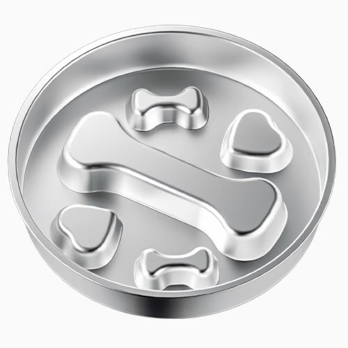 Slow Feeder Anti-Schling Hundenapf (22cm×4cm) – Futternapf Edelstahl 304 mit Rutschfestem Boden, Langlebig & Spülmaschinengeeignet – Für Große/Kleine Hunde & Katzen (Knochen)