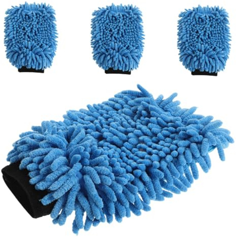 TOPBATHY 4 Pièces de Nettoyage Chenille pour Voiture et Camion Microfibre Absorbante Lavables et Réutilisables de Lavage Doux et Efficaces pour Bateaux et Meubles