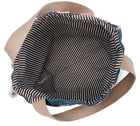 ROMISBABA Japanese Style Drawstring Canvas Lunch Bag with Floral Cat Print Wear-Resistant Outdoor Food Carrier Tote Lightweight Office Picnic Pouch for All Ages Strong Load-Bearing Handheld