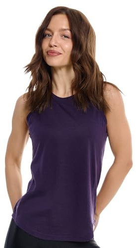 Merino.tech Debardeur Femme Merinos - Top Femme : sous-vêtement léger, Respirant et Anti-Odeur (Medium, Dark Purple Highneck)