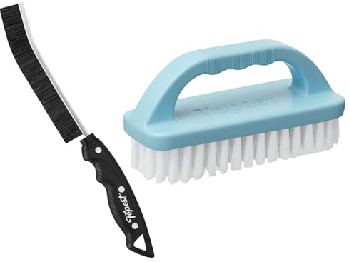 Multifunctional Heavy Duty Scrub Brush + Crevice Cleaning Brush Hard-Bristled| Comfortable Sturdy Cleaning Brushes for Bathroom, Tiles, Floor, Sink, Shoe, Floor etc.