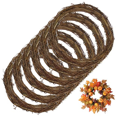 Gcroet Base per Ghirlanda di ramoscelli Naturali da 25 cm, ghirlande di Vite per Artigianato, Forma Fai da Te per Porta d'ingresso stagionale e Decorazioni per la casa 6 Pezzi