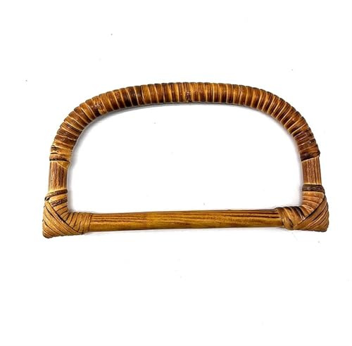 TXLEAPEY 2 Pezzi Manici in bambù a Forma di D con Rattan for Borsa a Mano Gancio Tipo Manico retrò Fai da Te Accessori for Tote(A)
