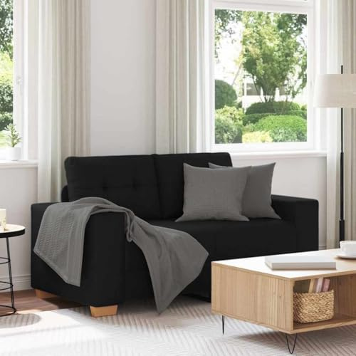 CKioict Zweisitzer-Sofa Schwarz 120 cm Stoff Modernes Relaxsofa mit Polyestergewebe und Dicker Polsterung für Wohnzimmer Schlafzimmer Büro