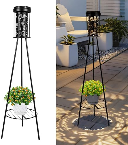 Auting Lámpara Solar Exterior Mariposa IP65 Soporte Plantas Jardín | Diseño decorativo de mariposa para embellecer exteriores, ideal para patio, césped, porche y jardín delantero