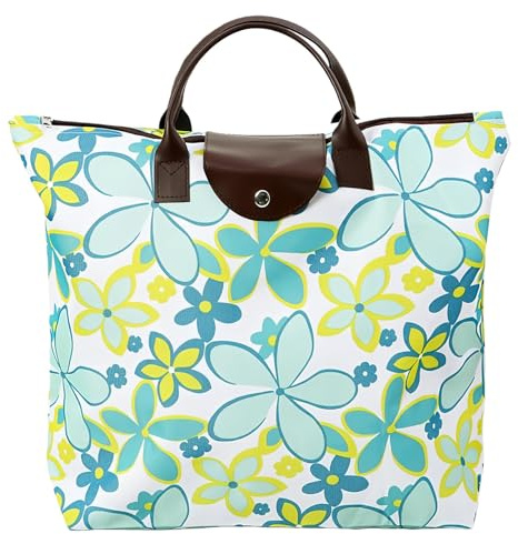 Sumneo Faltbare wiederverwendbare Einkaufstasche, Modische Tragetasche in lebendigen Farben, Strandtasche, Reisetasche mit Reißverschluss für Shopping, Urlaub, Fitnessstudio, Pool & Alltag (Grün)