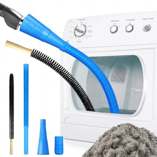 2-Pack Universal Dryer Vent Cleaning Kit, Compatible with Most Vacuum Cleaner, Dryer Lint Brush and Vacuum Hose Attachment with Universal Connector, Quickly Lint Remover