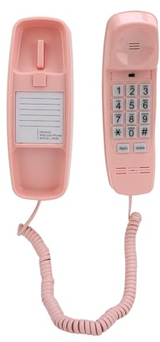 Ejoyous Fast Telefon med Sladd, Extra Hög Ringsignal över 110 DB med Justerbar Volym och Blinkande Ljus, för Seniorer och Hörselskadade, Väggmonterad eller Stationär Användning (Rosa)