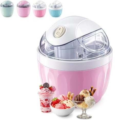 Mini Heladera Doméstica Pequeña, Máquina Eléctrica Personal De 500 Ml Para Helado Casero Rápido En 15 Minutos, Sorbete Y Yogur Helado, Máquina De Postres Compacta De Un Solo Toque Para Una Pink2