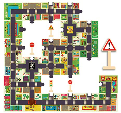 Djeco - Puzzle The City mit Verkehrszeichen 29 teilig