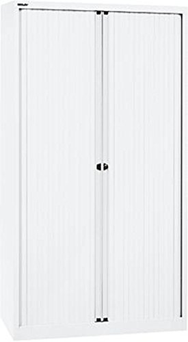 Bisley Armario Euro Tambour de persianas, 4 estantes, 5 Oh, B 1000 mm, Metal, pww696 persiana Tráfico Color Blanco, Cuerpo Tráfico Blanco, 43 x 100 x 198 cm