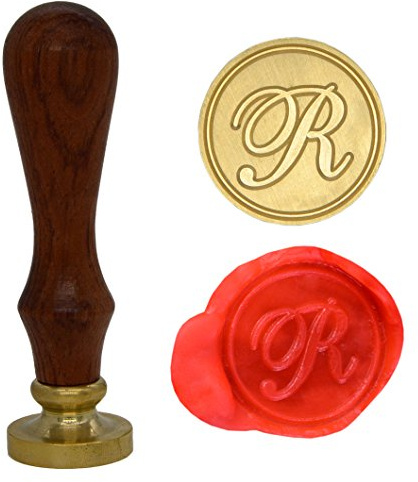 Wachssiegel Stempel Buchstabe A-Z, Alphabet Initial Siegelstempel für Weihnachten & Thanksgiving Karten, Hochzeitseinladung W-S-2 (Buchstabe R)