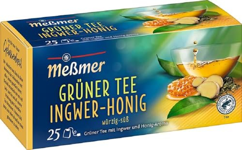 Meßmer Grüner Tee Ingwer Honig | 25 Teebeutel | Vegan | Glutenfrei | Laktosefrei