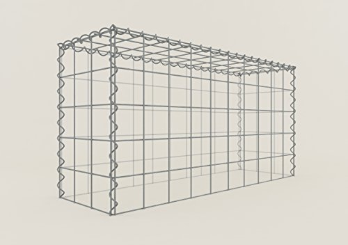 GABIONA Cesta de piedra de gavión rectangular, malla de 10 x 10 cm, profundidad de 30 cm, cesta de cultivo tipo 3, cierre de espiral, galvanizado (100 x 50 x 30 cm)