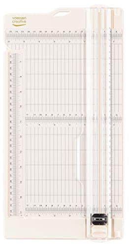 Vaessen Creative | Papierschneider und Falzbrett 2in1 | Schneidemaschine Papier | Schneidet bis zu A3 Papiergröße | Guillotine, Scrapbook, Hebelschneider | 30,5 x 15 cm | Weiß