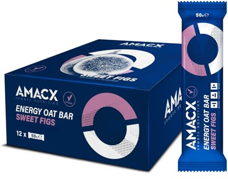 AMACX Energy Oat Bar – Energieriegel Kohlenhydrate-Mix – 12er Pack – Proteinriegel mit 50mg Magnesium – Oatsnack für Athleten – Power Bar Haferflocken Snack – Süße Feigen
