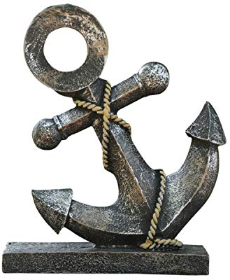 Nautische Anker Figur aus Kunstharz, 21,5 cm Hoch, Schwarz Gelb, Maritime Deko zum Hinstellen, Schiffsanker Modell Verzierung Statue Geschenk für Haus Bar