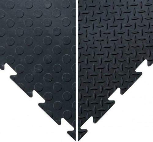 BiGDUG Interlocking Vinyl Floor Tile Packs - Pack of 20 Black Studded Tiles - 4.4 sq metres coverage (20x 47Lx47Wx1.2Th cm) - Garage Flooring Home Gym Workout Workshop