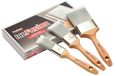 ProDec Advance Juego de brochas sintéticas Profesionales Ice Fusion de 3 Piezas para Pintar con Pinturas de emulsión, Brillantes y satinadas en Paredes, techos, Madera y Metal