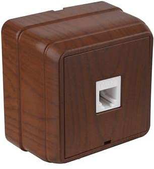 Aufputz Netzwerk RJ45 CAT5 Dose Holz Optik/Holzfarben · Walnuss Imitat (Walnussfarben) · IP20 · Mutlusan · AP Serie BRON