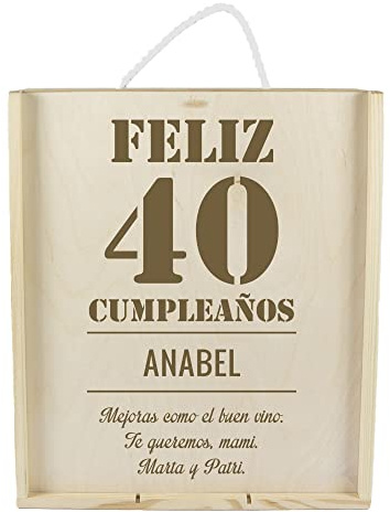 CALLE DEL REGALO Caja de Madera para tres Botellas de Vino grabada con Edad, Nombre y dedicatoria