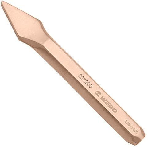 WEDO Cincel cruzado sin chispas, cincel de corte cruzado de seguridad, cobre berilio, estándar DIN, certificado BAM y FM, 20 x 200 x 8 mm