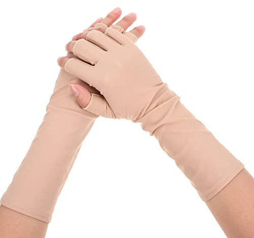 FOMIYES 1 Par Mangas De Protección Solar De Medio Dedo Manga Del Brazo De Enfriamiento Cubierta Del Brazo De Protección Uv Guantes Paño Paseo En Hombres y Mujeres Antideslizante