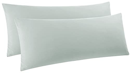 PiccoCasa 2er Set Kissenbezug 50x150 cm Seitenschläferkissen Bezug Kopfkissenbezug lang mit Reissverschluss aus Mikrofaser für Körperkissen Schlafkissen, Hellgrau