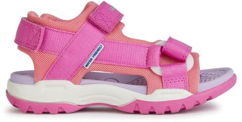 Geox Girl's J Borealis Sandal, Fuchsia Lt Coral, 9 UK Child