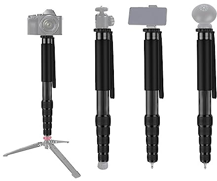 Monopiede per Fotocamera, Monopiede da Viaggio Leggero Compatto Portatile per Fotocamera, Bastone da Passeggio Monopiede per Fotocamera Regolabile con Piede in Gomma per Viaggi