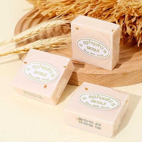 6 Savons Au Lait Riz Naturel, Savon Riz Fait Main Thaïlandais, Savon Éclaircissant Au Riz Avec Extrait Riz, Savon Nettoyant En Profondeur Et Hydratant Pour Blanchir La Peau