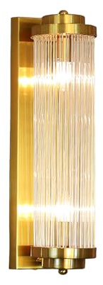 NICRX 40cm Brass Gold Crystal Wall Sconce Light Wall Lamp with Crystal Glass and Base,Indoor Wall Lights for Living Room,Bedroom (Brass Gold)