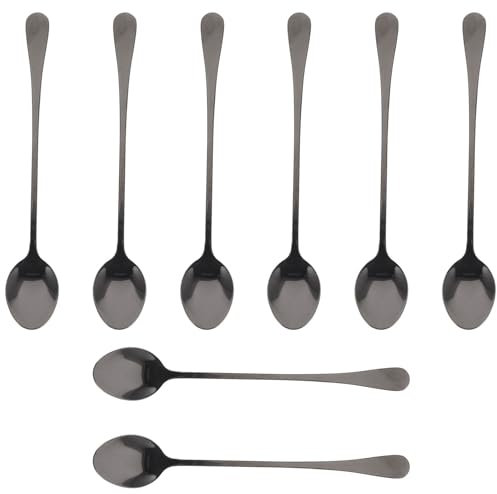 MAGICLULU 8pcs Ice Tea Ice Cream Spoons Long Handle Stirring Spoons for Tea Desserts Cocktails Stainless Steel Easy to Wash