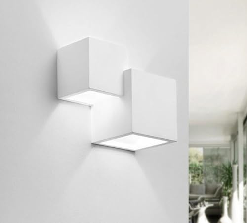 Kovalmax® Applique da parete 2 x cubo in gesso verniciabile lampada doppia luce g9