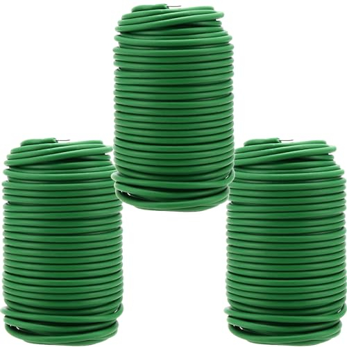ZEONHEI 3 Pack 3.5mm x 20m Garden Soft Tie, Green Flexible Plant Tie Wire, Soft Garden Twist Tie Bendy Tree Ties Plant Support Wire Twine for Gardening, Crafting, Climbing Plants Flowers