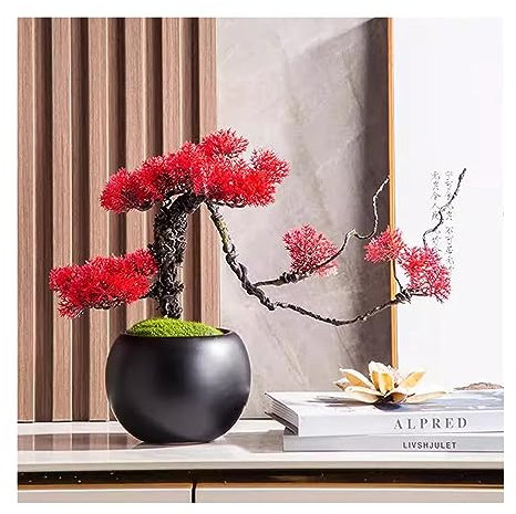 Künstlicher Bonsai-Baum Simulierte Willkommens-Kieferndekorationen im chinesischen Stil, Zypressen, kleine Pflanzen, Wohnzimmer, Heimdekorationen, künstliche Kiefer, Bonsai Gefälschte Pflanze im Topf