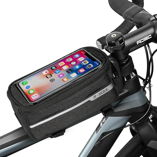 Kasanni Fahrradtasche Rahmen, Fahrrad Rahmentasche, Fahrradtasche Lenker, Handytasche Fahrrad Wasserdicht, Lenkertasche Fahrrad, mit TPU-Touchscreen, Rahmentasche Fahrrads für Handys unter 7 Zoll