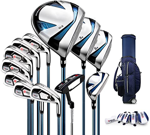Golf 12-teiliges Herren-Komplettset, Golfschläger-Set, Golf-Standard-Balltasche und Golf-Rechtshänder-Schläger-Einsteiger-Komplettset, Carbonschaft, mit Cart-Tasche Vision