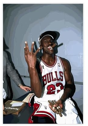 AMATWI Poster: Basketball-Stern Michael Jordan, 44 Stück, Leinwand-Poster, Wandkunst, Dekordruck, Wohnzimmer- und Schlafzimmerdekoration, 30 x 45 cm