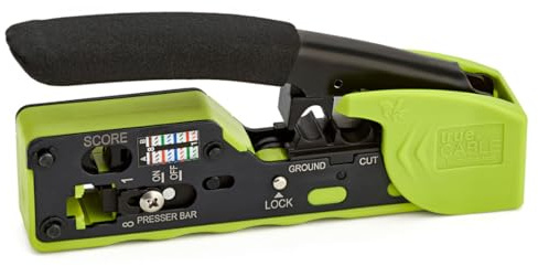 trueCABLE Crimpzange für RJ45, All-in-One Ethernet Crimper, Cutter, Stripper - Funktioniert mit Cat5e, Cat6, Cat6A geschirmten und ungeschirmten Steckern