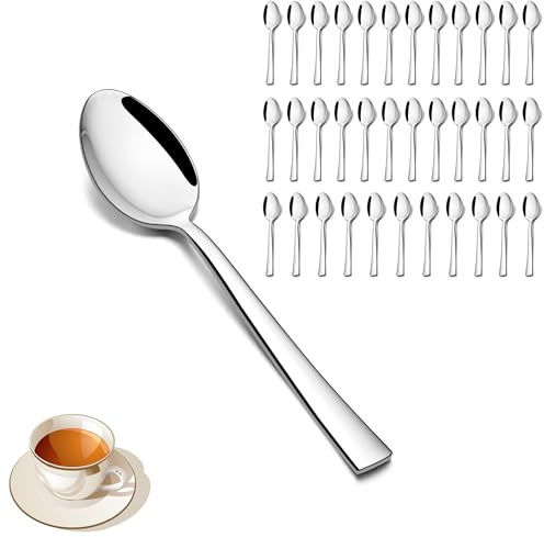 Joyfair 13,5 cm liten rostfritt stål kaffesked set om 36 – kvadratiskt handtag