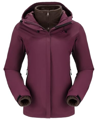 CAMEL CROWN Women's Ski Jacket Waterproof 3 in 1 Winter Coat with Fleece Inner Warm Windproof For Snow Outdoor Hiking