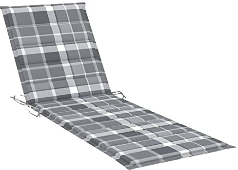Homgoday Sonnenliegen-Auflage Polsterauflage Auflage Liegenauflage Gartenstuhlauflage Auflage für Sonnenliege Liegestuhl Gartenliege Strandliege Grau Karomuster 200x70x3 cm Oxford-Gewebe