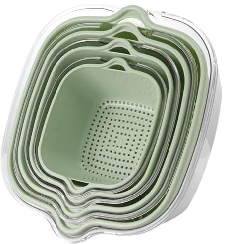 8 x Veggie Wash Salad Spinner, Fruit Strainer Bowl, Strainer with Bowl Set, Fruit Cleaner, Kitchen Aid, 2-Tier Strainer with Bowl Set, Thickened Design for Efficient Draining and Washing