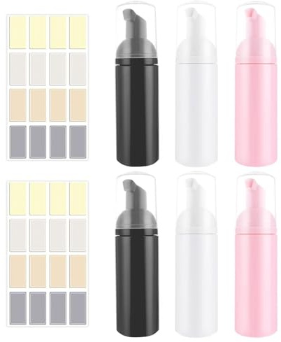 ZGDEIWGF 3 Botellas De Espuma, 160 Etiquetas Adhesivas Rectangulares, Dispensador De Bomba De Espuma, Botella De Espuma Limpiadora Facial, Botella Dispensadora De Loción, Botella De Espuma Recargable