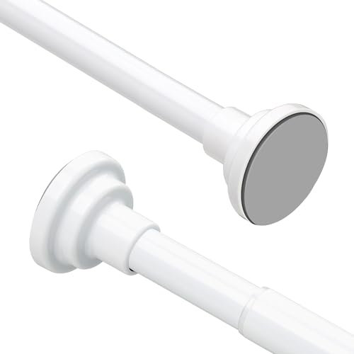 Barre de rideau blanche, tringle de douche sans perçage, diamètre 25 mm - Tringle télescopique, tringle de rideau réglable (76-132 cm)