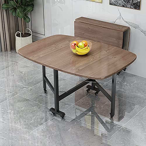 Droppblad utdragbart bord med universellt hjul multifunktions utrymmesbesparande bord och stolar för restaurang vardagsrum uteplats däck (D 120 x 70 cm) > Utdragbart droppbladsbord med hjul multi