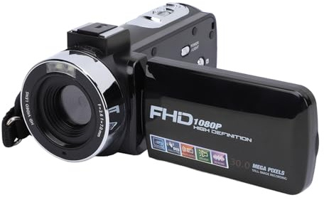 YUEHISY Cámara de Video, Videocámara de 30mp de 30mp Completa HD 1080p con Pantalla de Rotación de 3 Pulgadas, Zoom Digital de 18x, Luz de Relleno, Grabadora de Cámara Digital para